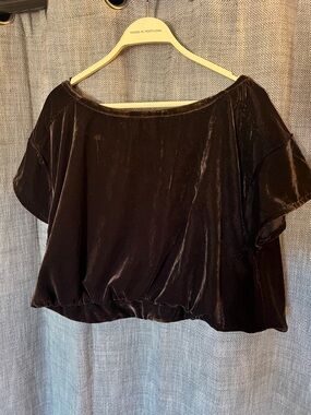 Free People We The Free cropped bubble hem velvet top